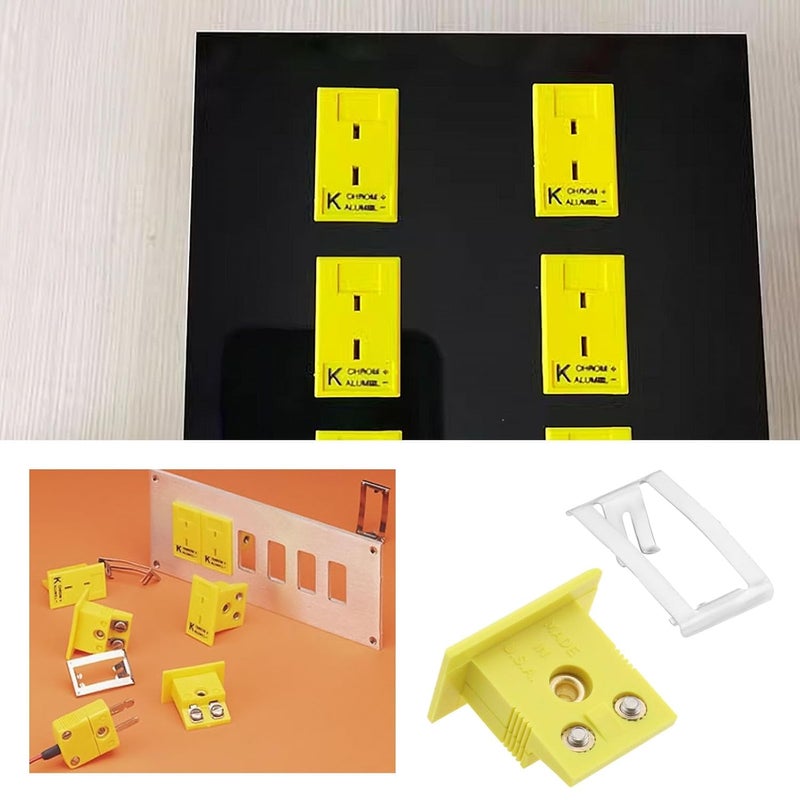 OTOTEC 4 Sets K Type Thermocouple Wire Connectors with Panel,Yellow Mini Socket with Panel Installation,21mm x 24mm x 14mm MPJ-K-F - Image 3